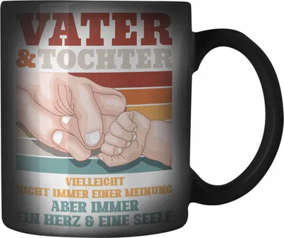 Produktbild von Trendation - Vater und Tochter Farbwechsel Zauber-Tasse Geschenk Papa Töchter Geschenkidee Partner (Schwarz)