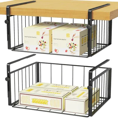 2er Set Metall-Hängekörbe für Unterschrank, schwarz