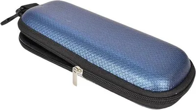 Productafbeelding van Famanu Brilhoesje, semi-hard - Draagbare brilorganizer met rits en karabijnhaak, voor dames en heren - Blauw