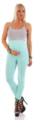 Produktbild von Umstandsleggings Lang Baumwolle Schwangerschaft Bauchbund EU Mintgrün 2XL/44
