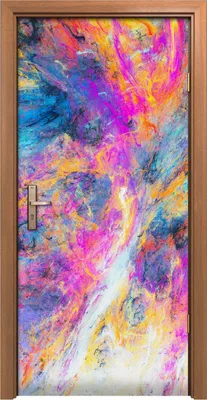 Produktbild von Türposter 90x200 cm Türaufkleber Türtapete Türfolie Klebefolie Malerei abstrakte bunte Fraktal