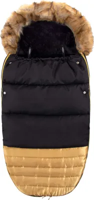 Immagine prodotto di Footmuff Inverno Footmuff 90 x 45 cm Nero-Oro Sacco Slitta Universale Slitta Carrozzina Resistente alle intemperie con Flecee Foderato Primavera Autunno Inverno