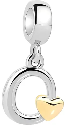 Productafbeelding van Damen bedel met letters en een geel hart, gemaakt van 925 sterling zilver, met zirkonia, compatibel met Europese armbanden