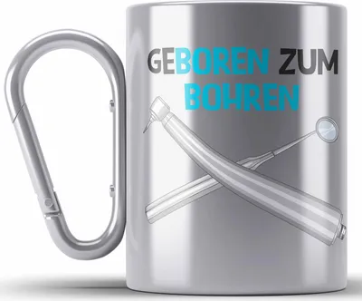 Produktbild von Trendation - Zahnmedizinische Fachangestellte Geschenk Edelstahl Tasse Karabiner mit Spruch Zahnarzt Geschenkidee Zahnartzhelferin (Silber)