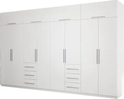 Zdjęcie produktu dla Meblast | Szafa 360x220 cm - Biały - Szafa z półkami, szufladami i drążkiem na ubrania | Minimalistyczny design