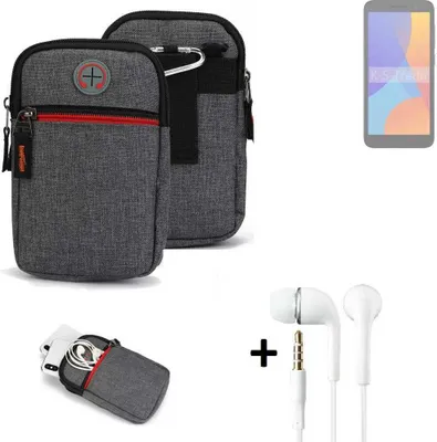 Produktbild von K-S-Trade Gürteltaasche + Kopfhörer kompatibel mit Alcatel 1 (2021) Handy Tasche Holster Schutz Hülle Handy Hülle grau Zusatzfächer 1x