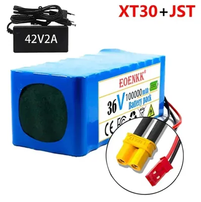 Immagine prodotto di Batteria per e-bike, batteria per scooter elettrico - Batteria agli ioni di litio 10S4P 36V/42V 100Ah - 1000W con BMS - Adatta per e-bike e scooter elettrici - Dimensioni: 18,8 x 7,8 x 6,6 cm - Connettori XT30-JST