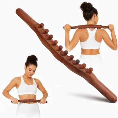 Produktbild von Gua Sha-Massageholzstab, 57 cm, Faszienstab für den Rücken