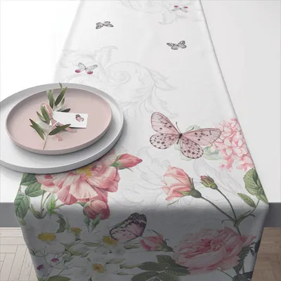 Produktbild von Tischläufer 40x150 cm Amelia weiß Schmetterlinge