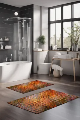 Imagen del producto de Mijolnir, modelo CT-5010, varios colores, juego de dos alfombrillas de baño, 100% poliéster, 60 x 100 cm