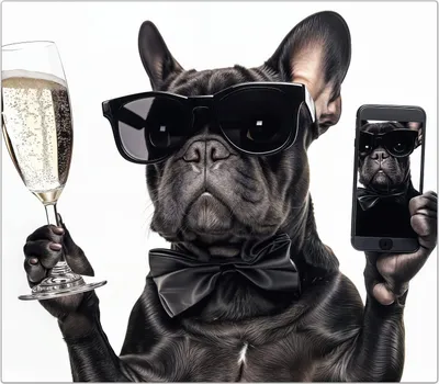 Produktbild von Spritzschutz Herdabdeckplatte Schneidebrett aus Glas Sonnenbrillenhund 1-Teilig (60x52cm)