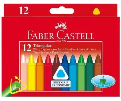 Obrázok produktu pre Voskovky, trojhranné, FABER-CASTELL , 12 rôznych farieb