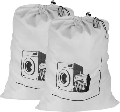 Imagen del producto de Bolsas de algodón y lino, paquete de 2 unidades, 45 x 65 cm, con cordón, para ropa