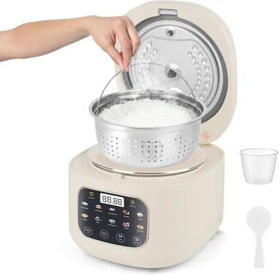 Image de Cuiseur à riz de 3 litres, avec 10 programmes, fonction vapeur et fonction de maintien au chaud, idéal pour 3 à 5 personnes