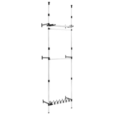Produktbild von vidaXL Teleskop-Garderobe mit Stangen und Regal Aluminium
