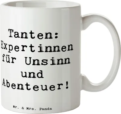 Produktbild von Mr. & Mrs. Panda Tasse Spruch Tante Abenteuer - Weiß - Geschenk, Neffe, Familienbande, Kaffeebecher, Teetasse, spielen, Kaffeetasse, Liebe, Nichte, Becher, Weihnachten