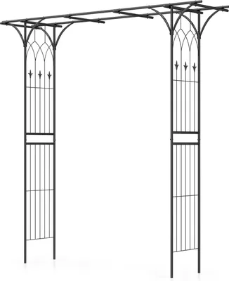 Produktbild von COSTWAY Rosenbogen Metall, Rankgitter für Kletterpflanzen, Torbogen Garten, Rankhilfe, Rosenspalier 205x52x205cm Schwarz