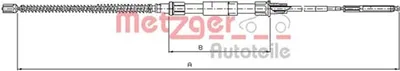 Produktbild von METZGER 10.7407 Handbremsseil hinten links, hinten rechts, rechts