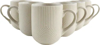 Produktbild von OTIX Kaffeetassen mit Henkel Set von 6 Kaffeetassen Cappuccino Tasse Teetasse 300ML Ton TEAK