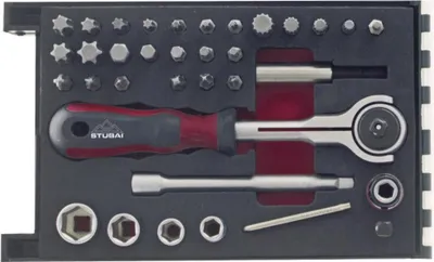 Produktbild von STUBAI Schwenkkopf Ratschen-Bit-Set 1/4' 35-tlg