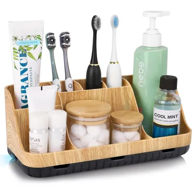 Produktbild von Zahnbürstenhalter Organizer für 7 Elektrozahnbürsten 20x10 cm Kunststoff Braun