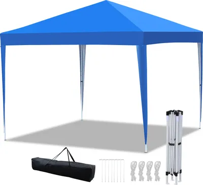 Produktbild von TolleTour Pavillon 3x3m ohn Seiten, Festzelt Faltpavillon Gartenzelt, UV-Schutz, für Garten Terrasse Feier Party Blau