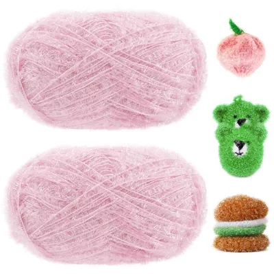 Zdjęcie produktu dla Nici do szydełkowania "Schwammgarn Glitzer" 200g (2 motki po 100g, każdy po 200 metrów), idealne do szydełkowania ściereczek do mycia i gąbek kąpielowych, kolor: jasny róż