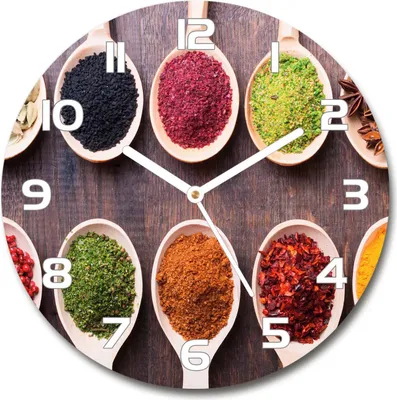 Produktbild von Wanduhr aus Glas 30fi Glasbild Glasuhr Gehärtetes Glas - weisse-zeiger - Colorful spices