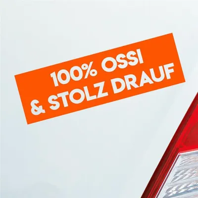 Produktbild von Auto Aufkleber 100% Prozent Ossi und stolz Drauf 20x6 cm Orange Sticker Heckscheibenaufkleber