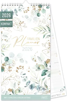 Produktbild von Familienplaner 2026 Kompakt 4-spaltig / Blattgold / Häfft-Verlag