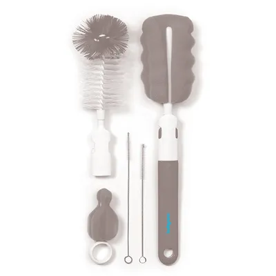 Immagine prodotto di BABYONO | Set di pulizia per biberon e succhietti - Grigio - Con testine intercambiabili - Sicuro e resistente