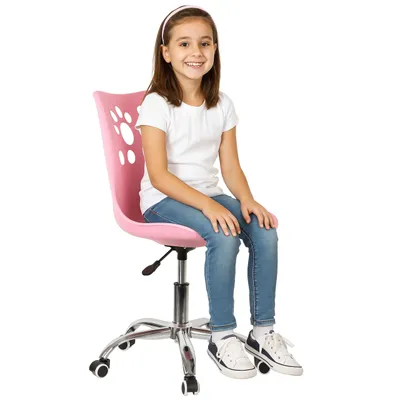 Obrázok produktu pre Kancelárska stolička Springos® – otočná stolička, ružová, ergonomická, s nastaviteľnou výškou, detská stolička