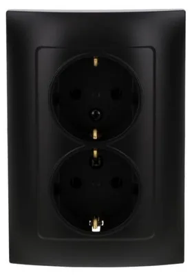 Immagine prodotto di Presa Schuko da 16 A, doppia - nero opaco