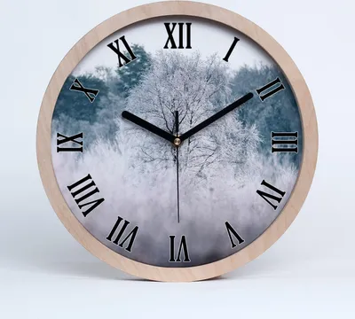 Produktbild von Holzuhr 20fi cm wanduhr - schwarze Spitzen - Winter Bäume