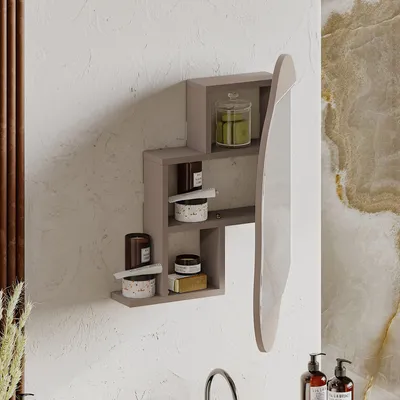 Obrázek produktu pro Skye Decor, nástěnné zrcadlo do koupelny Cloud Storage - světlá mocha, skříňka do koupelny, 100 % MELAMÍNOVÁ POVLÁKNĚNÁ DESKA, světlá mocha, 60 x 13 x 75 cm