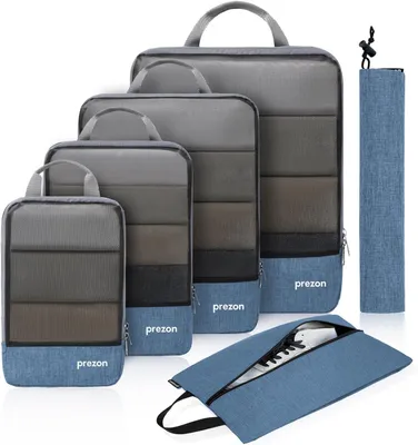 Produktbild von Prezon Compressible Packing Cubes Reiseschuhtasche Waschbeutel, erweiterbarer Koffer -Organisator, Taschen Set organisieren Ihr Gepäck, Gepäck Organiz