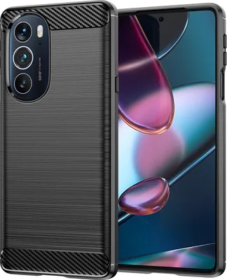 Produktbild von Motorola Edge 30 Pro Hülle, Carbon-Faser TPU Silikon Stoßfest Schutzhülle für Motorola Edge 30 Pro Schwarz