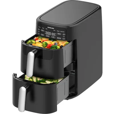 Productafbeelding van XXL heteluchtfriteuse met dubbele kuip, 2700W, Sync Finish & Dual Cook functie, 6 programma's, LED-display, antiaanbaklaag, vaatwasmachinebestendig, geschikt voor het bereiden van vetarme gerechten