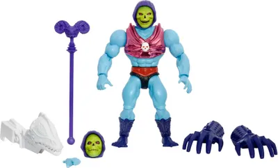 Produktbild von Masters of the Universe Origins Deluxe Actionfigur, ca. 14 cm, mit bis zu 16 Bewegungspunkten, Zubehör & wechselbaren Teilen, im Retro-Stil der 80er, inkl. Zweitkopf & Mini-Comic