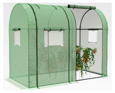 Produktbild von Foliengewächshaus mit 2 Rolltüren und Seitenfenstern, winddicht, UV-beständig, für den Garten, PE, Grün, 185 x 94 x 150 cm