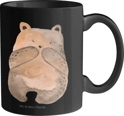 Produktbild von Mr. & Mrs. Panda Tasse Bär Verlust - Schwarz - Geschenk, Teddy, Teetasse, Kaffeebecher, Trauer Trauergeschenk Traurig Trösten Trost Liebeskummer, Kaffeetasse, Trinkbecher