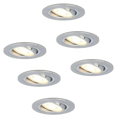 Image de HOFTRONIC - Set de 6 spots encastrables LED GU10 4W 2700K dimmable inox