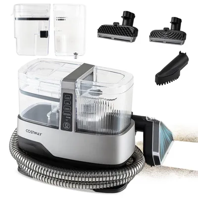 Imagen del producto de COSTWAY, limpiador a vapor de 17 kPa, aspiradora de líquidos de 1800W, aspiradora de limpieza con 4 modos, sistema de autolimpieza y 2 depósitos de agua, ideal para la limpieza de alfombras, sofás, automóviles y tapicerías