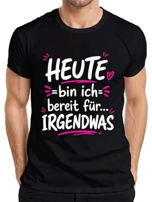 Productafbeelding van Vandaag ben ik klaar voor alles: grappige uitspraken, sarcasme. Heren T-shirt, zwart, maat M