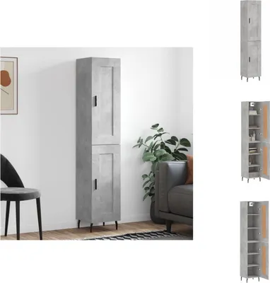 Immagine prodotto di vidaXL Credenza grigio cemento 34,5x34x180 cm materiale a base di legno - Credenze