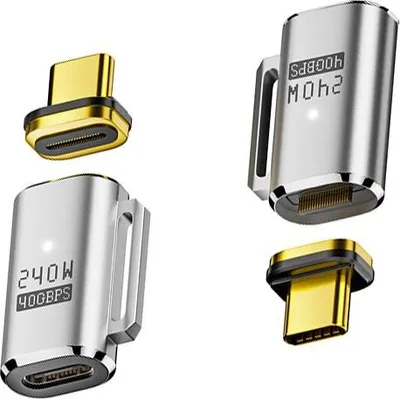 Produktbild von INF Magnetadapter: USB-C Buchse auf Stecker, 240W Magnetisches Laden Silber