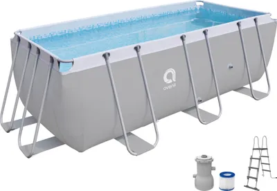 Produktbild von Avenli® Frame Rectangular Pool Set 400 x 207 x 122 cm, Aufstellpool, reckteckig, mit Pumpe, grau