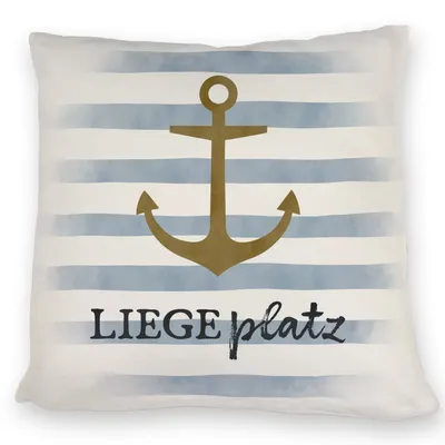 Produktbild von Anker Kissen mit Spruch Liegeplatz