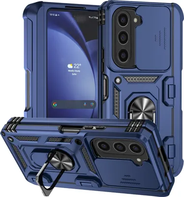 Obrázek produktu pro Hybridní pouzdro na Samsung Galaxy Z Fold 6 s prstencovým stojánkem, krytem na pant a posuvným krytem fotoaparátu Modrý