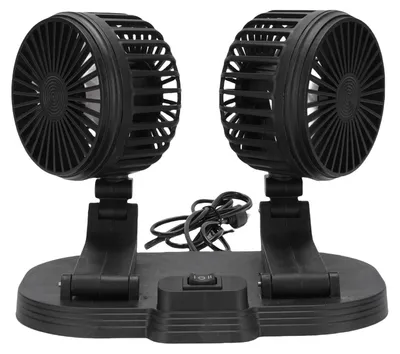 Image de Ventilateur de voiture USB 5 V CC, 2 vitesses, silencieux, orientable à 360°, ventilateur de bureau portable à double tête pour SUV, camping-cars et camions, noir